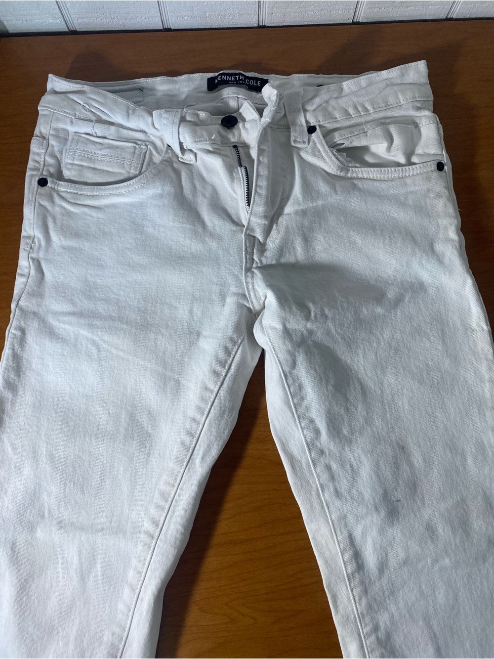 Kenneth Cole White Slim Men’s Jeans - Clean Stretch Denim